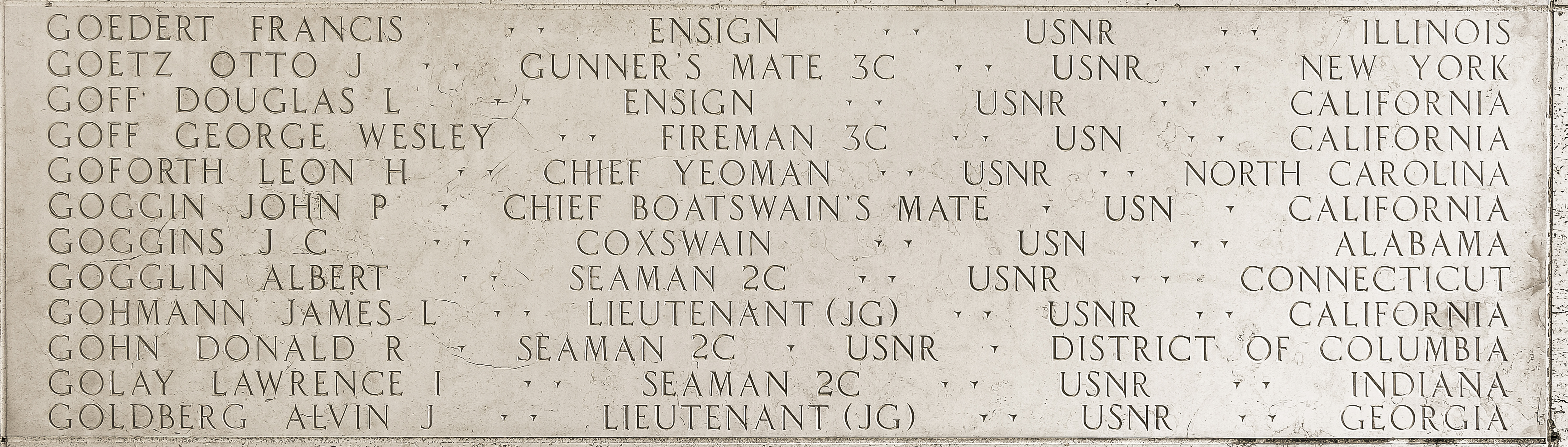 John P. Goggin, Chief Boatswain's Mate